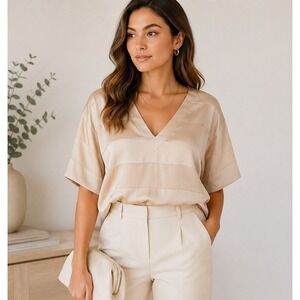 Saunders Collective Madison Beige Short  Sleeve Top 10